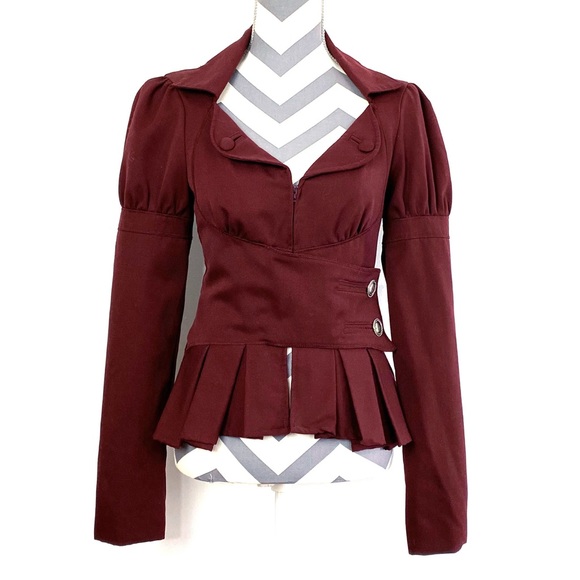 House of Dereon Jackets & Blazers - House of Deréon Peplum Burgundy Wool Blazer Jacket